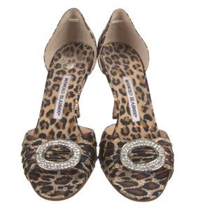 Leopard Manol0 Blahnik sedaraby  size 6.5